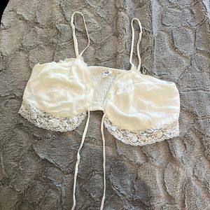 GARAGE white lace tie front cami